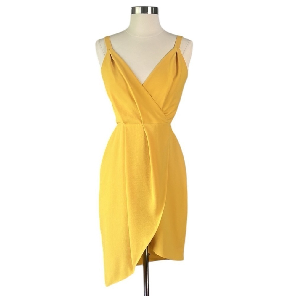 DRESS THE POPULATION Owen Plunge Neck Faux Wrap Dress NWT Size Small